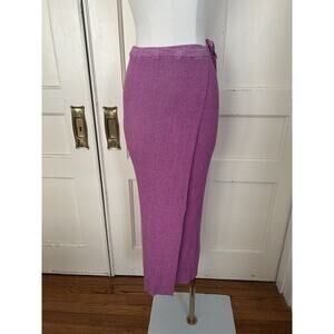 Free People Ribbed Knit Faux Wrap Midi Skirt Womens Size Small Purple Boho NWT
